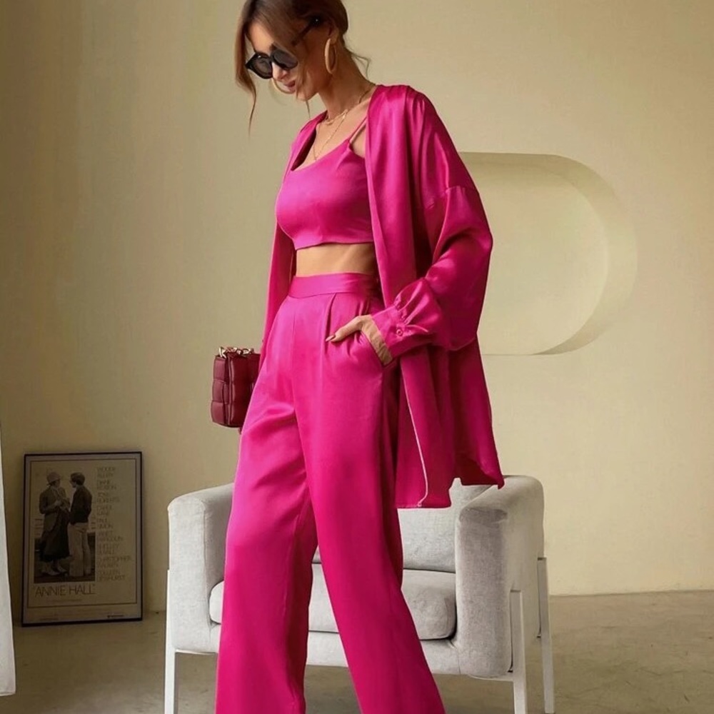 Hot Pink Satin Set